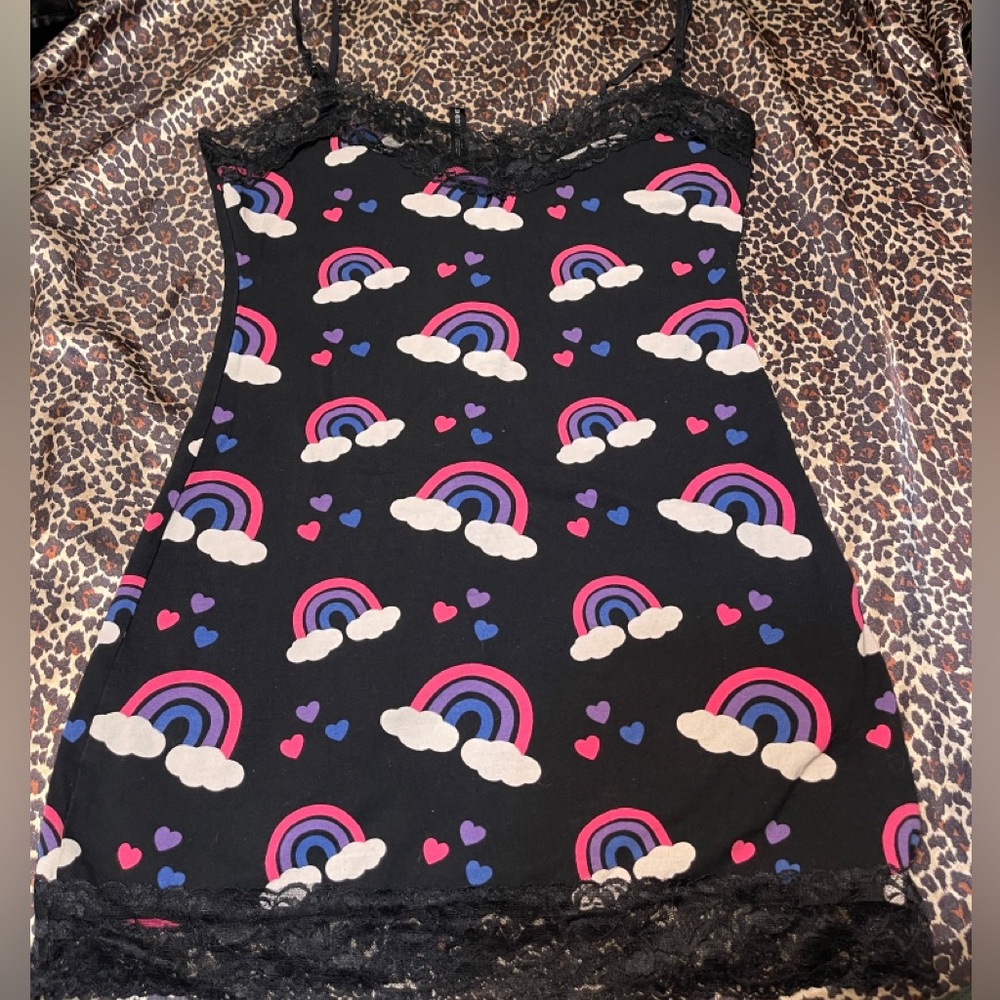 Bodyrage Pride Rainbow Lace Trim Tank Top